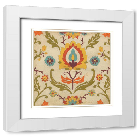 Vintage Damask III White Modern Wood Framed Art Print with Double Matting by Vess, June Erica