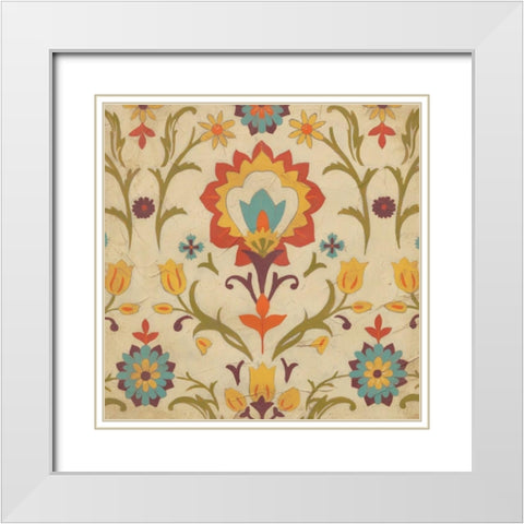 Vintage Damask IV White Modern Wood Framed Art Print with Double Matting by Vess, June Erica