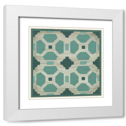 Verdigris Garden Tile IV White Modern Wood Framed Art Print with Double Matting by Vess, June Erica