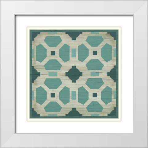Verdigris Garden Tile IV White Modern Wood Framed Art Print with Double Matting by Vess, June Erica