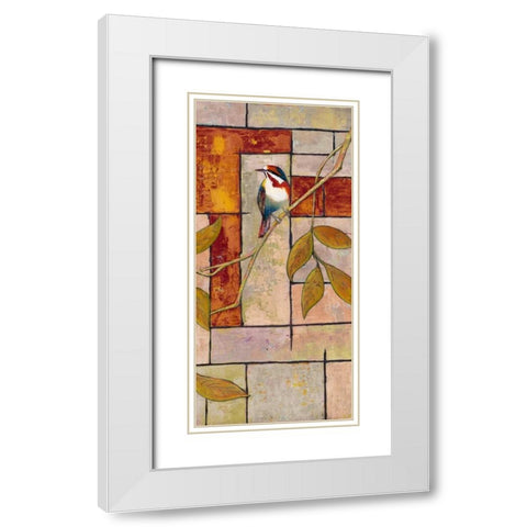 Textured Bird Panel II White Modern Wood Framed Art Print with Double Matting by Altug, Mehmet