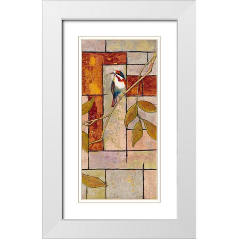 Textured Bird Panel II White Modern Wood Framed Art Print with Double Matting by Altug, Mehmet