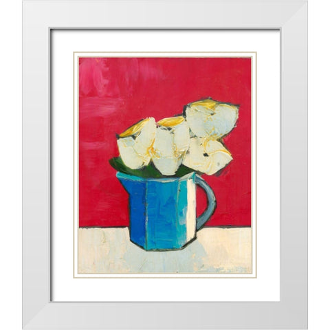 Graphic Vase of Flowers II White Modern Wood Framed Art Print with Double Matting by Altug, Mehmet