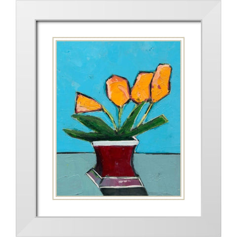 Graphic Vase of Flowers III White Modern Wood Framed Art Print with Double Matting by Altug, Mehmet
