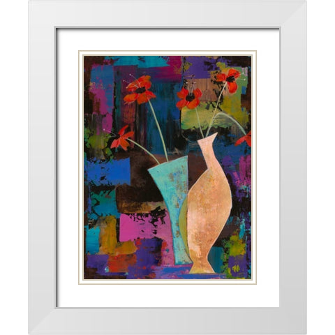 Abstract Expressionist Flowers I  White Modern Wood Framed Art Print with Double Matting by Altug, Mehmet