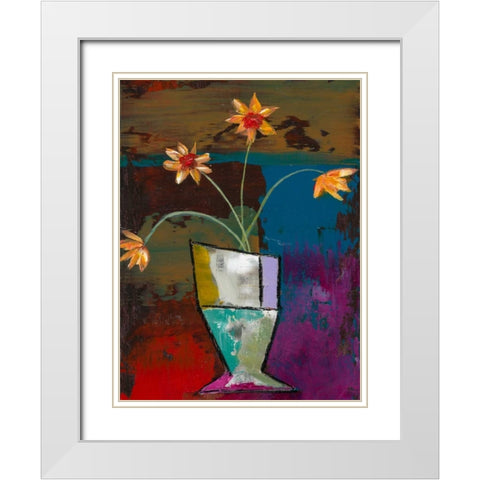 Abstract Expressionist Flowers II White Modern Wood Framed Art Print with Double Matting by Altug, Mehmet