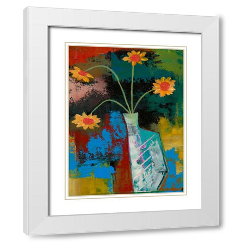 Abstract Expressionist Flowers III White Modern Wood Framed Art Print with Double Matting by Altug, Mehmet