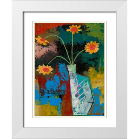 Abstract Expressionist Flowers III White Modern Wood Framed Art Print with Double Matting by Altug, Mehmet