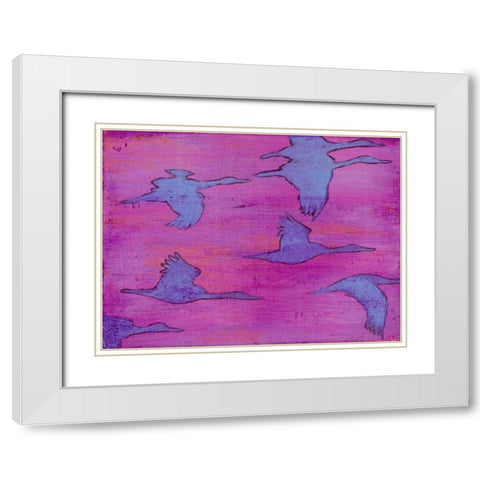 Flying Silhouettes I White Modern Wood Framed Art Print with Double Matting by Altug, Mehmet