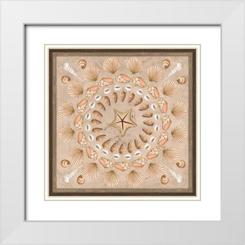 La Mer Medallions II White Modern Wood Framed Art Print with Double Matting by Vess, June Erica
