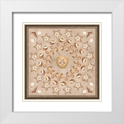 La Mer Medallions III White Modern Wood Framed Art Print with Double Matting by Vess, June Erica