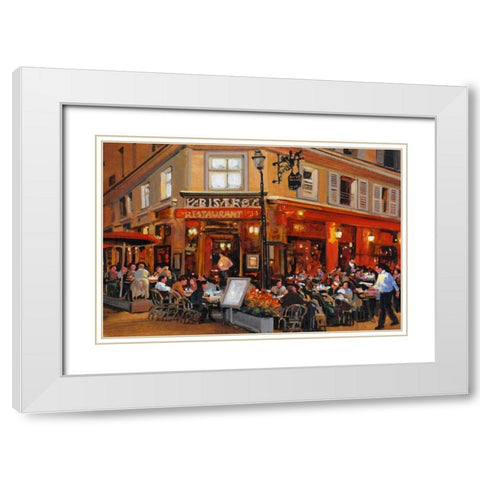 Bistro I White Modern Wood Framed Art Print with Double Matting by OToole, Tim