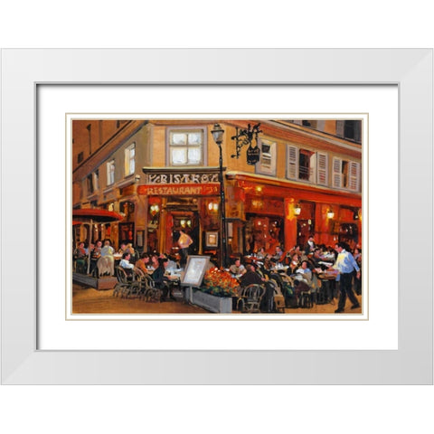 Bistro I White Modern Wood Framed Art Print with Double Matting by OToole, Tim