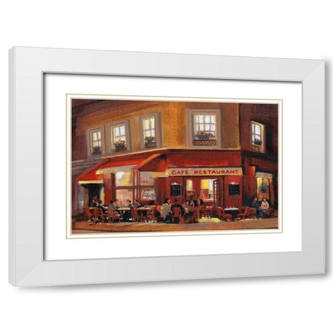 Bistro II White Modern Wood Framed Art Print with Double Matting by OToole, Tim