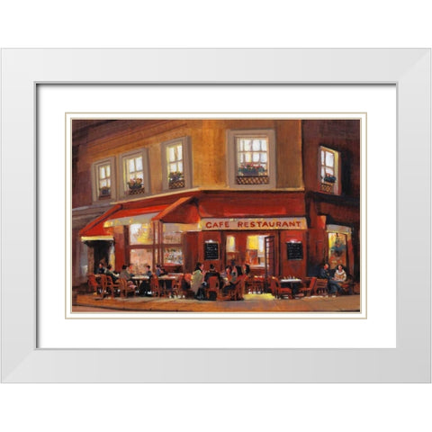 Bistro II White Modern Wood Framed Art Print with Double Matting by OToole, Tim