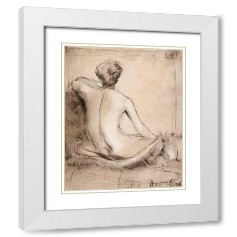 Neutral Nude Study I White Modern Wood Framed Art Print with Double Matting by OToole, Tim