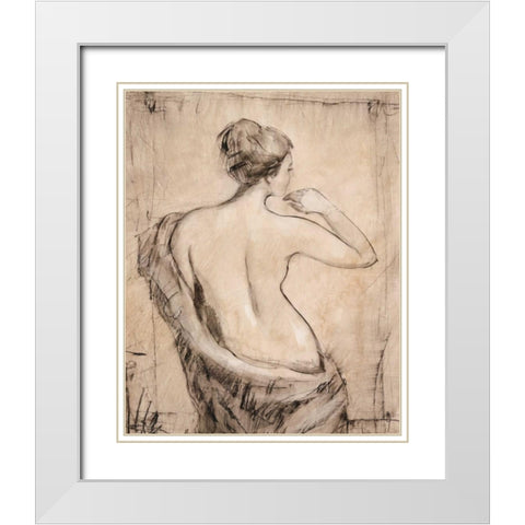 Neutral Nude Study II White Modern Wood Framed Art Print with Double Matting by OToole, Tim
