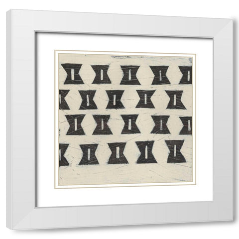 Tribal Patterns I White Modern Wood Framed Art Print with Double Matting by Vess, June Erica