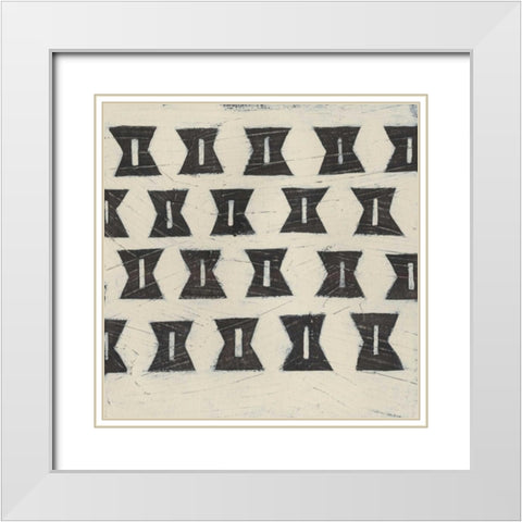 Tribal Patterns I White Modern Wood Framed Art Print with Double Matting by Vess, June Erica