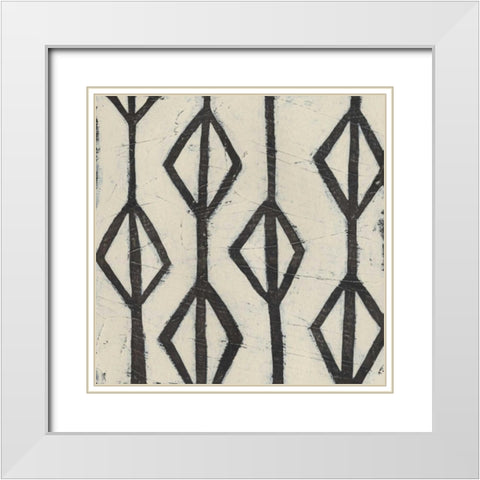 Tribal Patterns II White Modern Wood Framed Art Print with Double Matting by Vess, June Erica