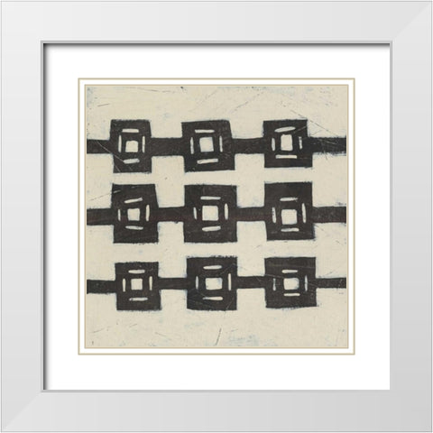 Tribal Patterns VII White Modern Wood Framed Art Print with Double Matting by Vess, June Erica