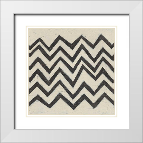 Tribal Patterns IX White Modern Wood Framed Art Print with Double Matting by Vess, June Erica
