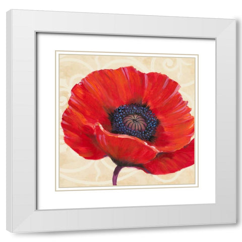 Red Poppy I White Modern Wood Framed Art Print with Double Matting by OToole, Tim