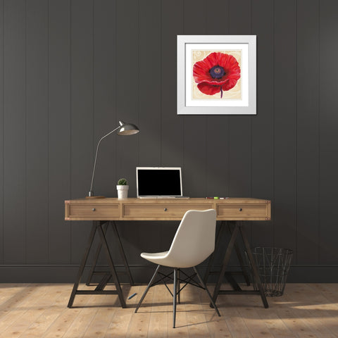 Red Poppy II White Modern Wood Framed Art Print with Double Matting by OToole, Tim