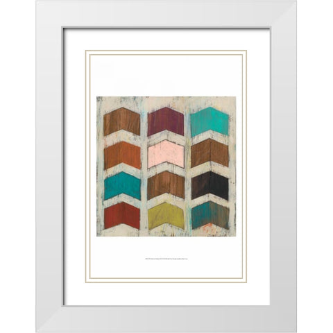 Chevron Matrix II White Modern Wood Framed Art Print with Double Matting by Vess, June Erica