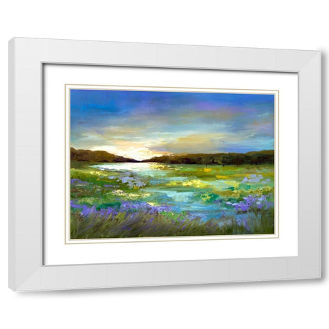 Radiant Evening White Modern Wood Framed Art Print with Double Matting by Finch, Sheila