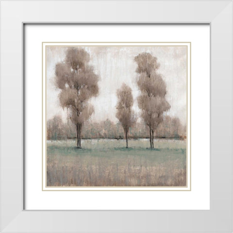 Shimmering Trees I White Modern Wood Framed Art Print with Double Matting by OToole, Tim