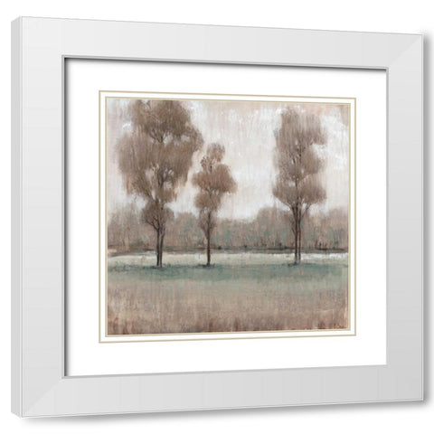 Shimmering Trees II White Modern Wood Framed Art Print with Double Matting by OToole, Tim