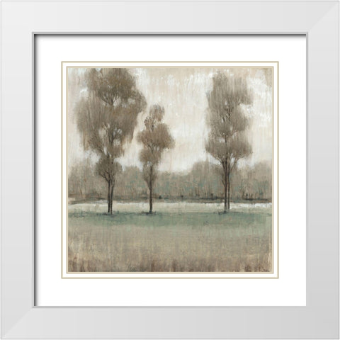 Shimmering Trees II White Modern Wood Framed Art Print with Double Matting by OToole, Tim