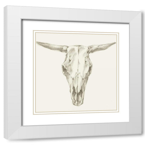 Western Skull Mount II White Modern Wood Framed Art Print with Double Matting by Harper, Ethan