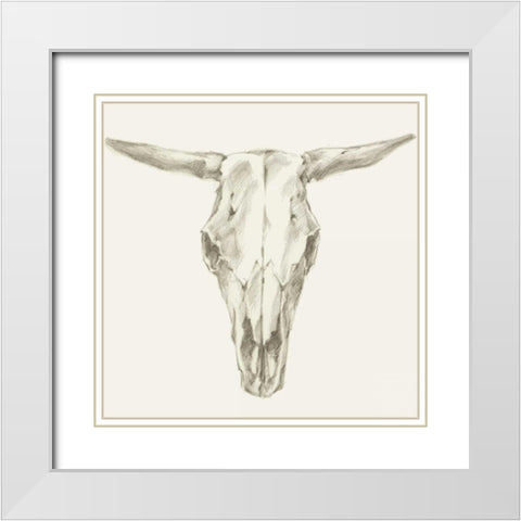 Western Skull Mount II White Modern Wood Framed Art Print with Double Matting by Harper, Ethan