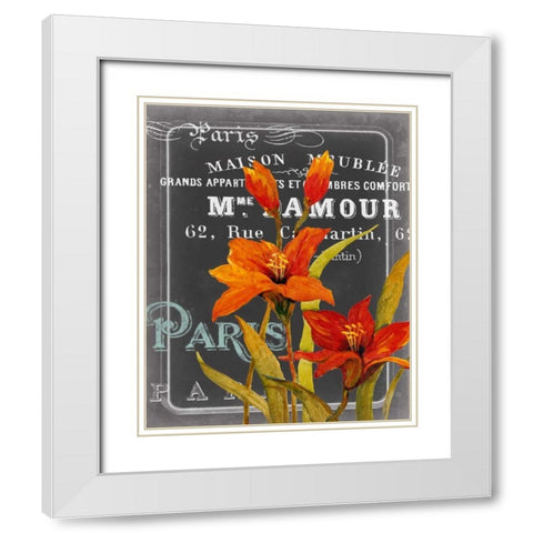 Chalkboard Paris I White Modern Wood Framed Art Print with Double Matting by Studio W