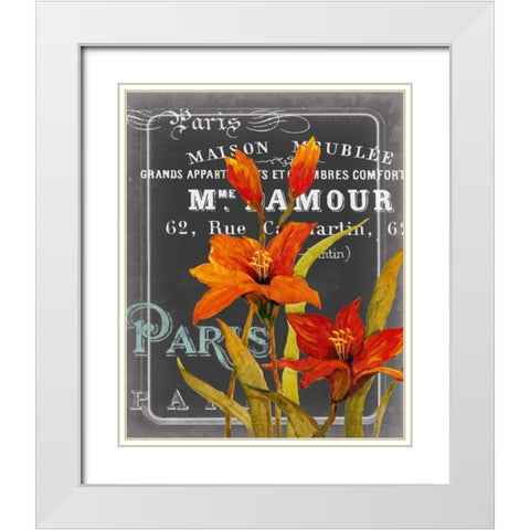 Chalkboard Paris I White Modern Wood Framed Art Print with Double Matting by Studio W