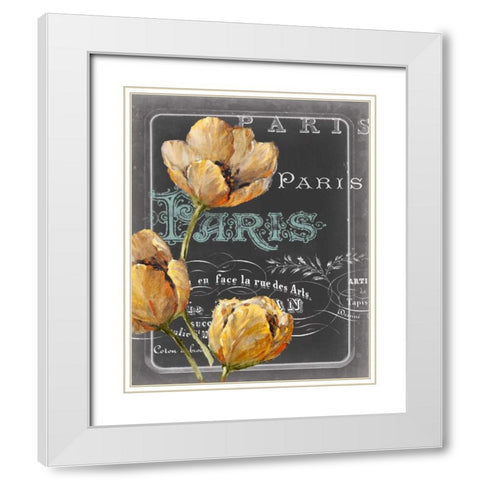 Chalkboard Paris II White Modern Wood Framed Art Print with Double Matting by Studio W
