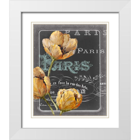 Chalkboard Paris II White Modern Wood Framed Art Print with Double Matting by Studio W