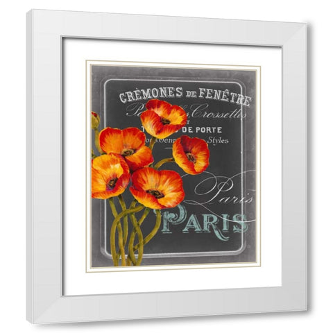 Chalkboard Paris III White Modern Wood Framed Art Print with Double Matting by Studio W
