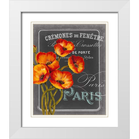 Chalkboard Paris III White Modern Wood Framed Art Print with Double Matting by Studio W