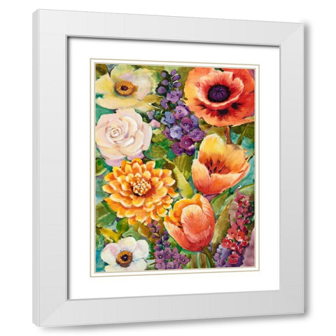 Flower Bouquet II White Modern Wood Framed Art Print with Double Matting by OToole, Tim
