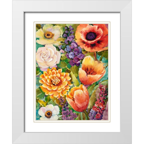Flower Bouquet II White Modern Wood Framed Art Print with Double Matting by OToole, Tim