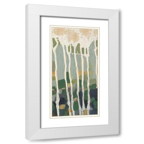 Mosaic Treeline II White Modern Wood Framed Art Print with Double Matting by Goldberger, Jennifer