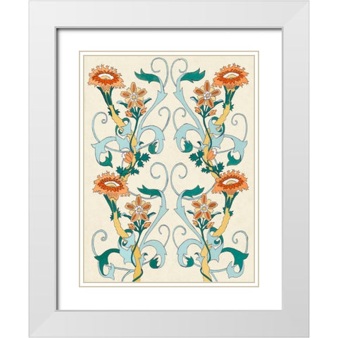 Nouveau Floral Pattern II White Modern Wood Framed Art Print with Double Matting by McCavitt, Naomi