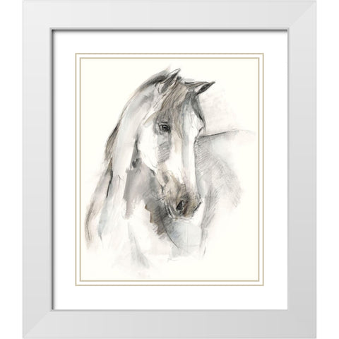 Watercolor Equine Study I White Modern Wood Framed Art Print with Double Matting by Harper, Ethan