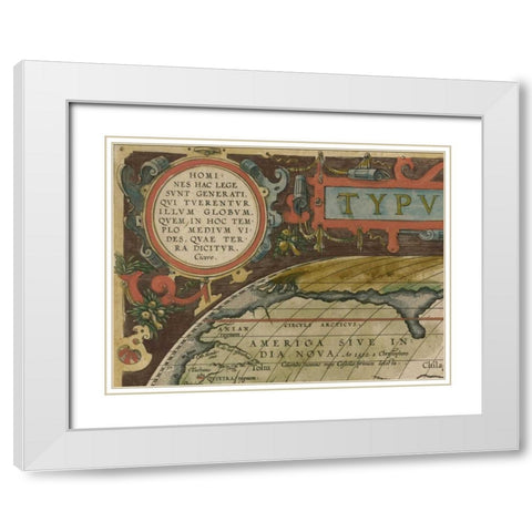 Antique World Map Grid I White Modern Wood Framed Art Print with Double Matting by Vision Studio