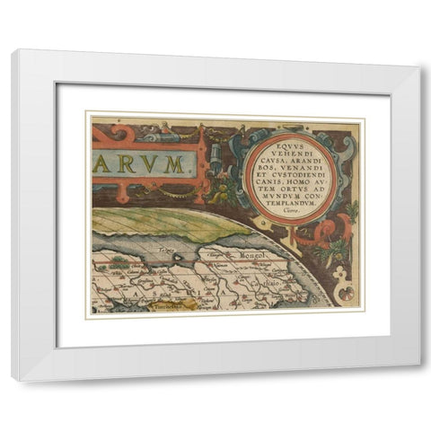 Antique World Map Grid III White Modern Wood Framed Art Print with Double Matting by Vision Studio