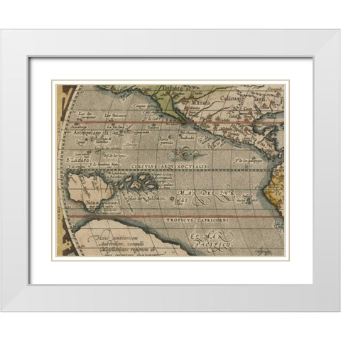 Antique World Map Grid IV White Modern Wood Framed Art Print with Double Matting by Vision Studio