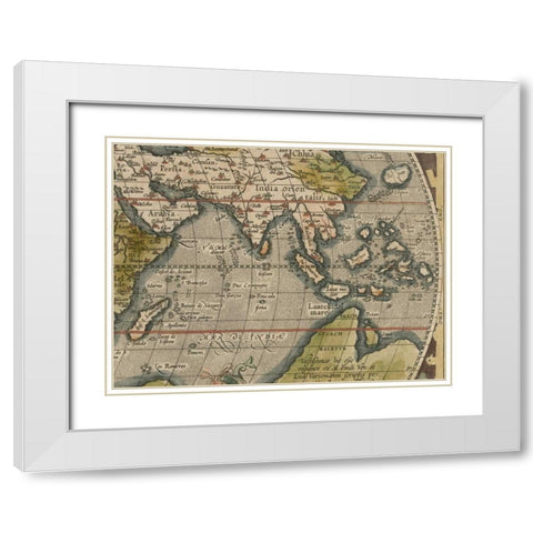 Antique World Map Grid VI White Modern Wood Framed Art Print with Double Matting by Vision Studio